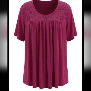 Yidarton Chic Lace Detail Women's Plus Size  - Deep Berry Size 2XL